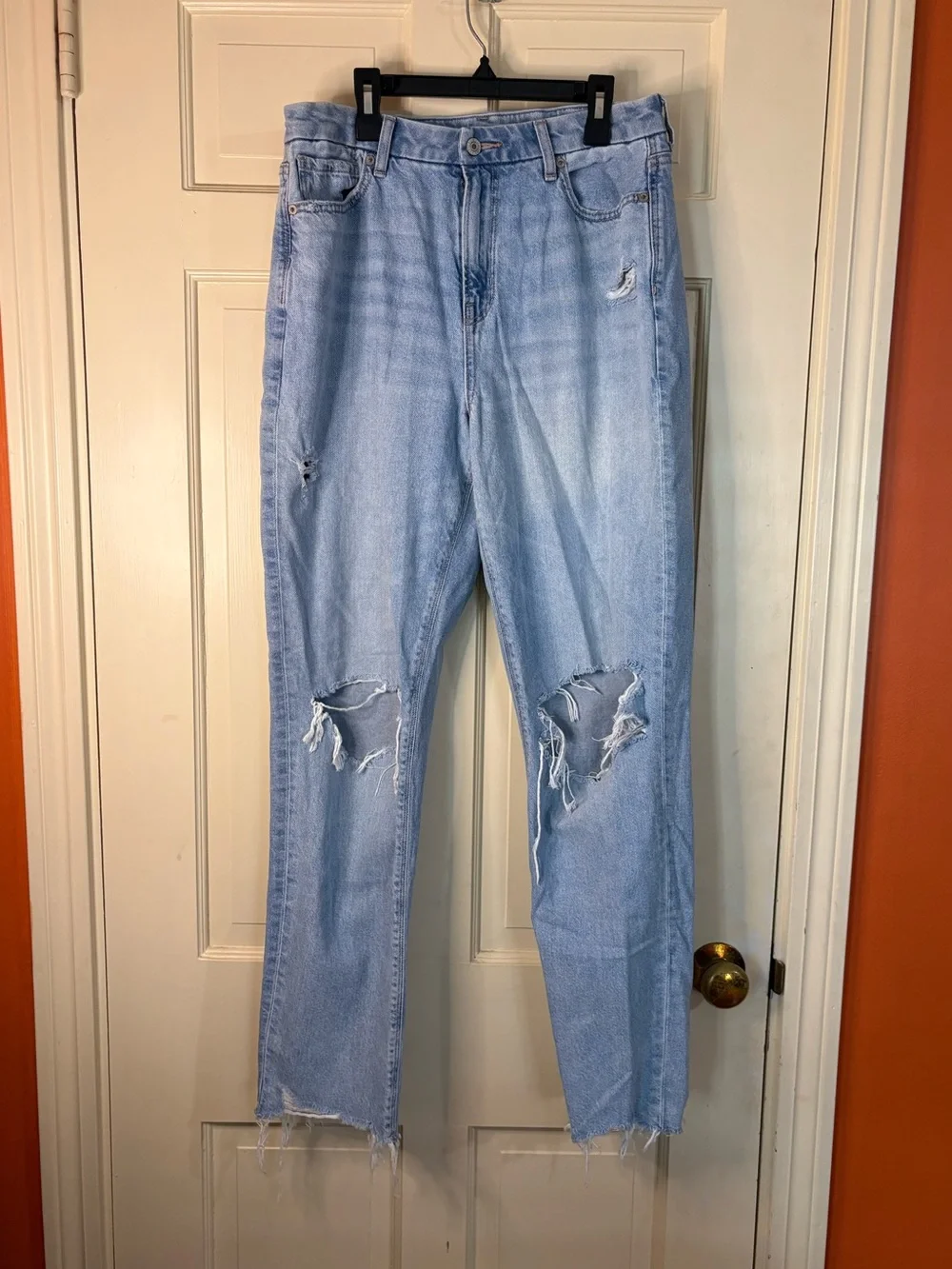 American Eagle Jeans Womens 10 Long Blue Denim Curvy Mom Jean Strigid High Rise